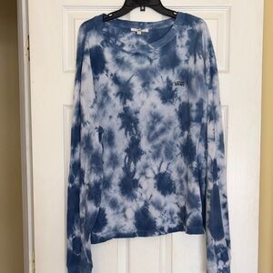 Vans Blue & White Tie-Dye Long Sleeve Top, XL